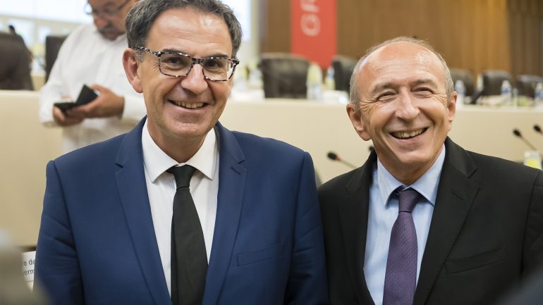 Gérard Collomb et David Kimelfeld au conseil de la métropole, le 10 juillet 2017 © Tim Douet