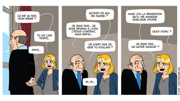 Extrait d’un des strips de décembre – Lyon Capitale n°783 © Jibé