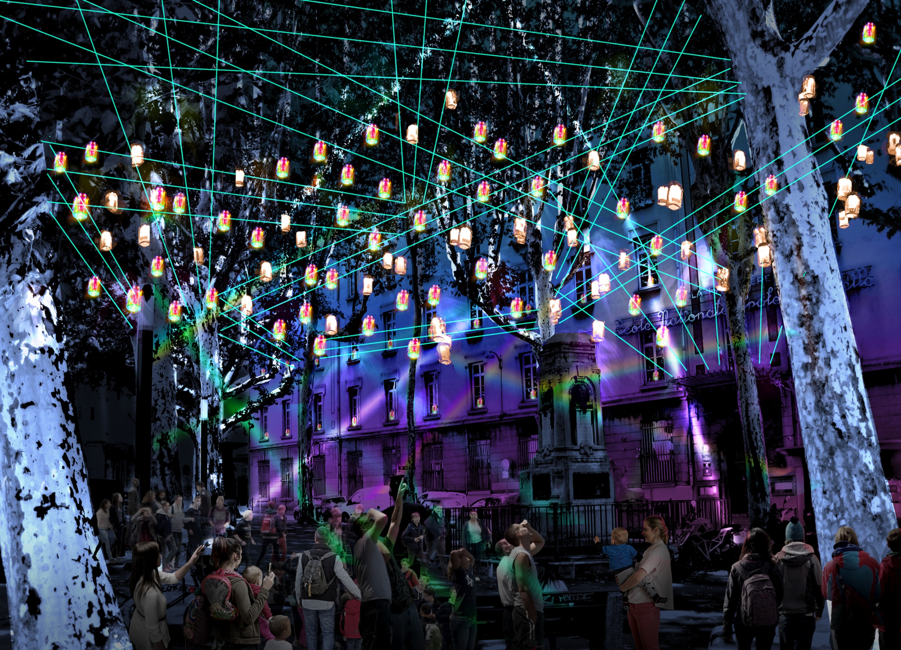 Fête des lumières 2018 - Lumières en soi(e), place Gabriel-Rambaud © Creatmosphere