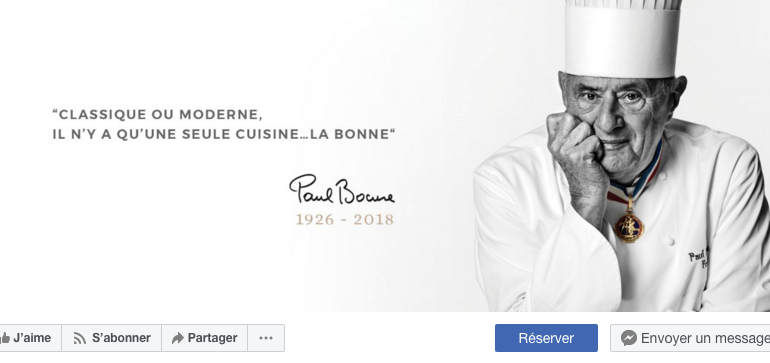 Capture d’écran de la page Facebook “Paul Bocuse – Le restaurant gastronomique”