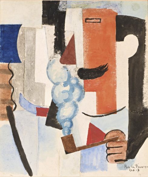 Roger de La Fresnaye – Homme à la pipe, 1917. Aquarelle sur papier © DR