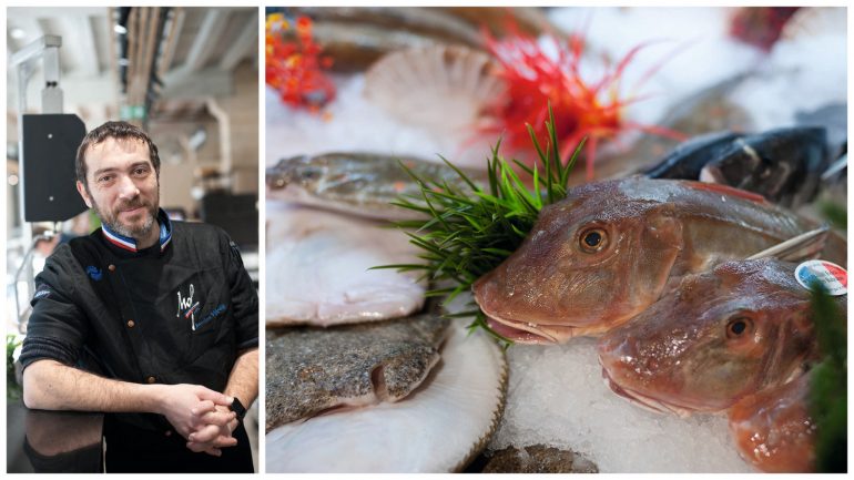 Jean-Luc Vianey et ses poissons © Claudine Sauvinet (montage LC)