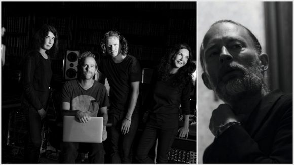 Katia et Marielle Labèque avec les guitaristes David Chalmin et Bryce Dessner © Brigitte Lacombe / Thom Yorke © Greg Williams (montage LC)