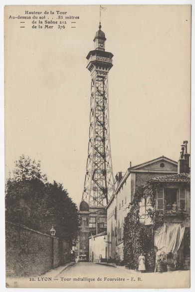 Carte postale de la tour métallique de Fourvière © Archives municipales (4FI_02485)