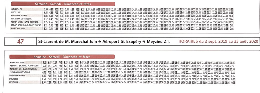 Fiche horaire/arrêts du bus 47. - Ville de Pusignan