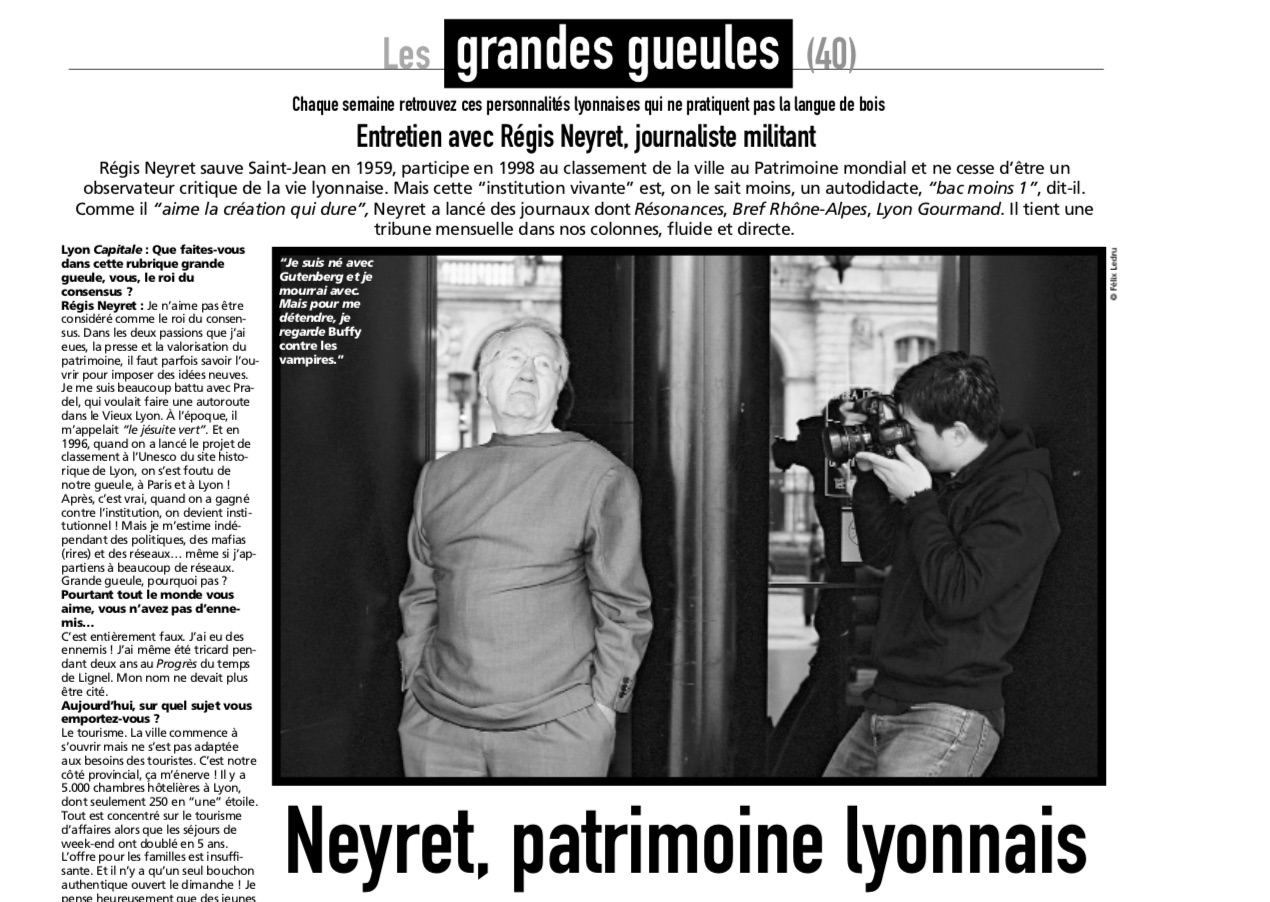 Régis Neyret, patrimoine lyonnais Lyon Capitale