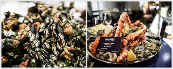 Pouces-pieds et plateau de fruits de mer de la maison Pupier – Halles de Lyon © Antoine Merlet