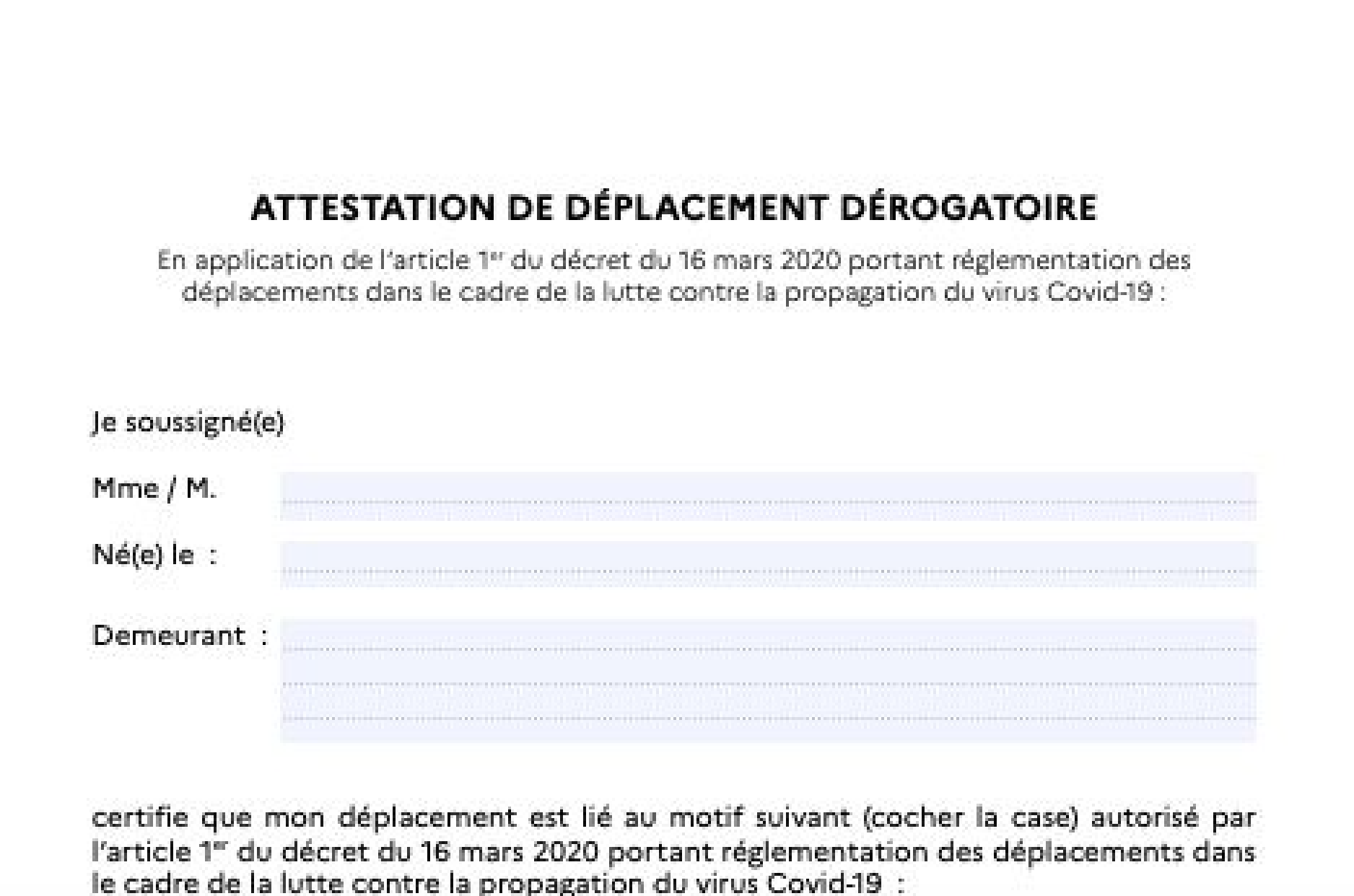 Certificat de travail coronavirus