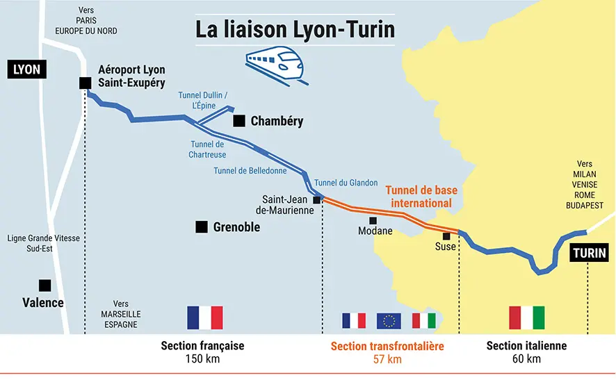 La liaison Lyon-Turin si l'Etat décidait de créer une nouvelle ligne. Un scénario rejeté par le dernier rapport de la COI. Crédit: LC 