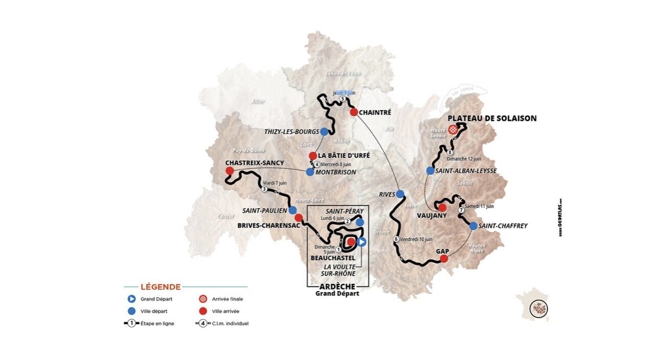 carte du Critérium du Dauphiné 2022