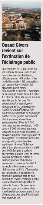 Quand Givors revient sur l'extinction de l'éclairage public