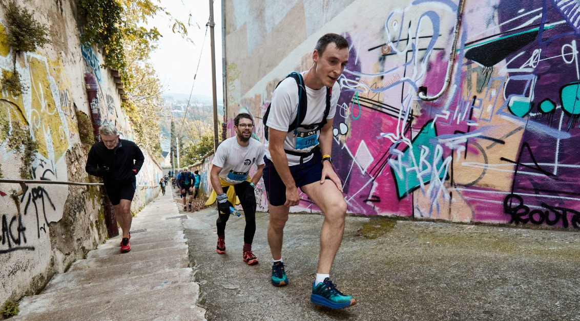 La terrible montée Josephin Soulary, à Lyon, empruntée lors du Lyon urban Trail