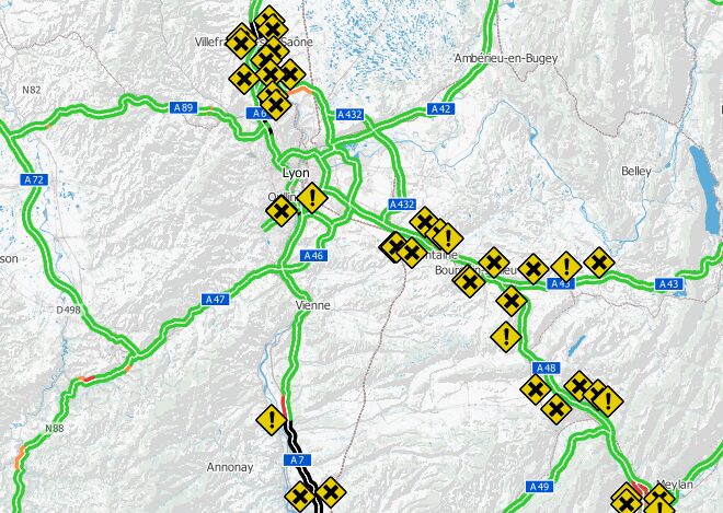 Info trafic blocages autoroutes lyon