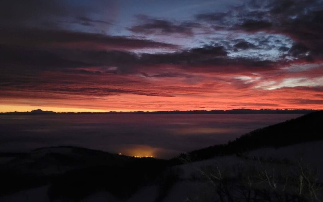 soleil levant neige monts du lyonnais