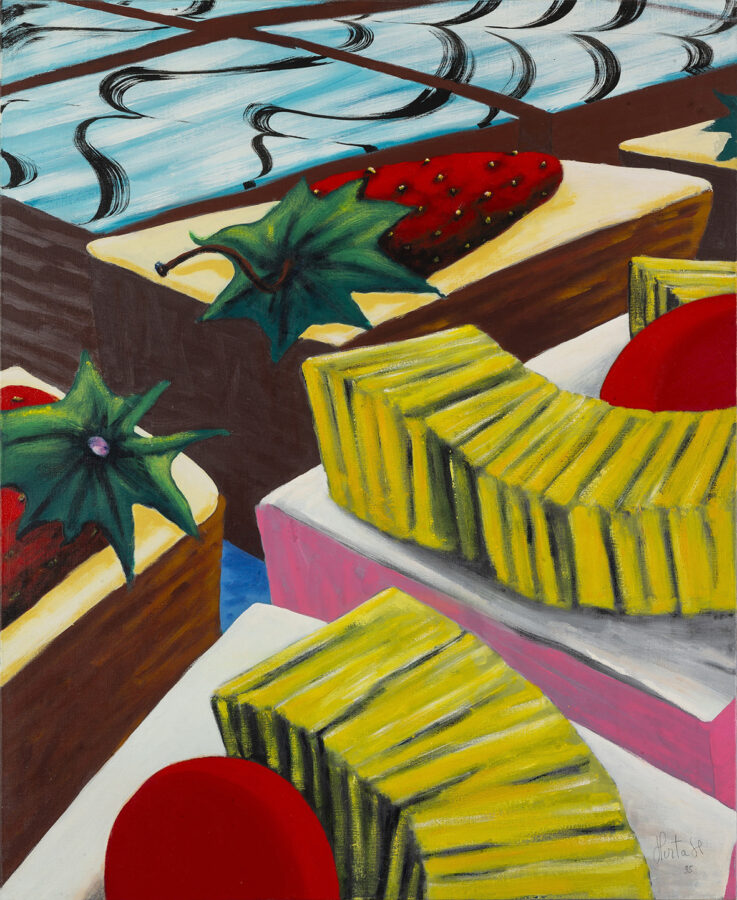 Pâtisseries, 1995 acrylique sur toile 100x81 cm © Didier Michalet