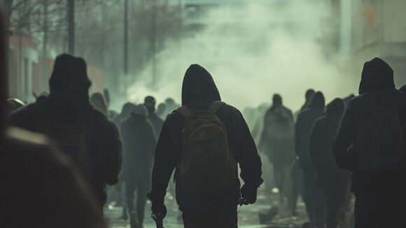 militants manifestation fumigène