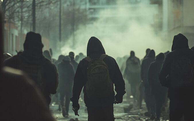 militants manifestation fumigène