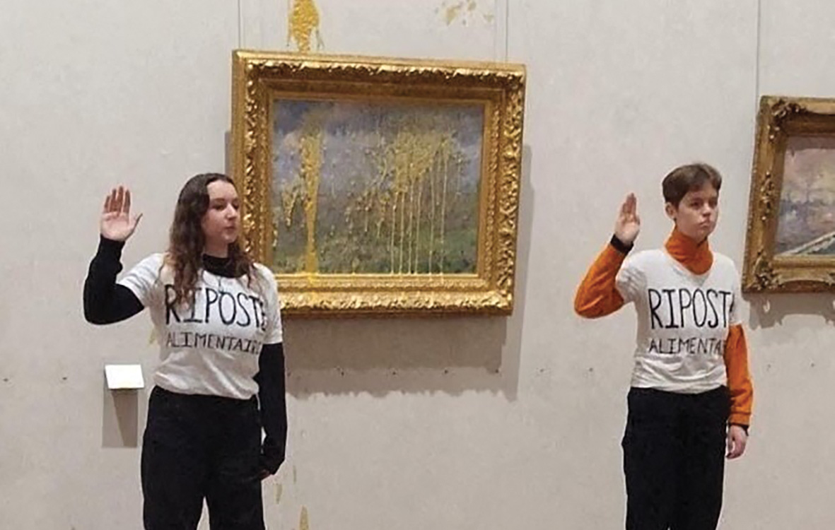 éco activistes peinture aspersion