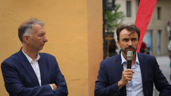 Le président de la Métropole de Lyon, Bruno Bernard et le maire de Lyon, Grégory Doucet. (@Nathan Chaize)