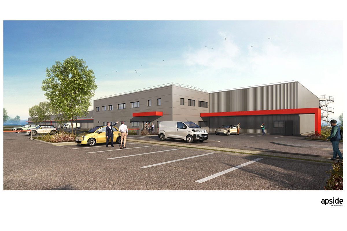 Prévisualisation la nouvelle plateforme DPD dans la Drôme. ©Apside Architecture